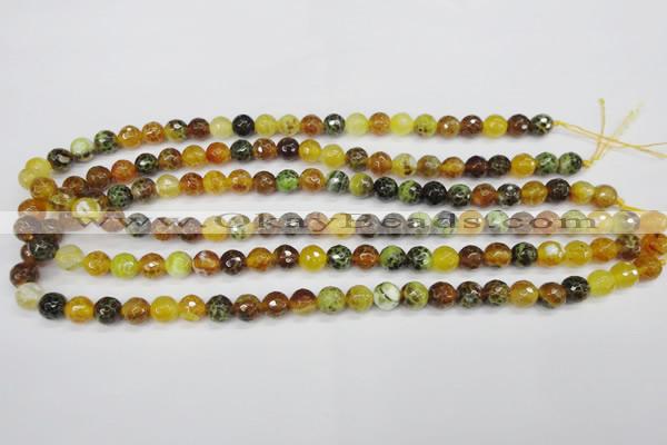 CAG4842 15 inches 8mm faceted round dragon veins agate beads