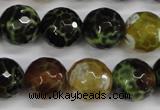 CAG4845 15 inches 14mm faceted round dragon veins agate beads