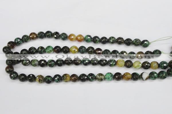 CAG4853 15 inches 10mm faceted round dragon veins agate beads