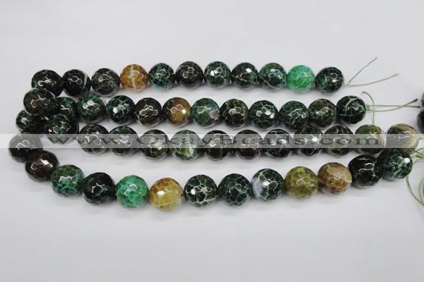 CAG4856 15 inches 16mm faceted round dragon veins agate beads