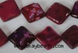 CAG4883 15 inches 14*14mm faceted diamond fire crackle agate beads