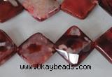 CAG4886 15 inches 14*14mm faceted diamond fire crackle agate beads