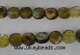 CAG4890 15 inches 8mm faceted coin fire crackle agate beads