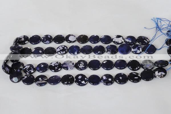 CAG4892 15 inches 15mm faceted coin fire crackle agate beads