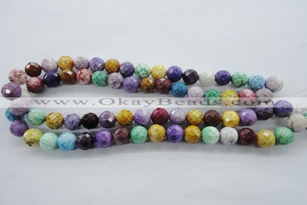 CAG4903 15.5 inches 12mm faceted round dyed white agate beads