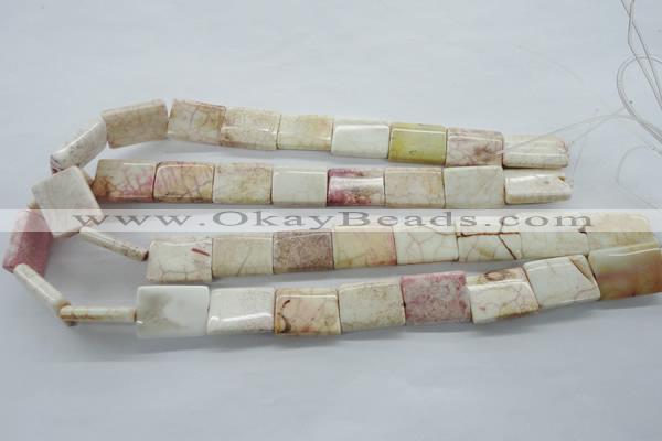 CAG4928 15.5 inches 16*20mm rectangle dyed white agate beads