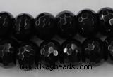 CAG5066 15.5 inches 10*13mm faceted rondelle black agate beads