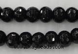 CAG5068 15.5 inches 8*10mm faceted rondelle black agate beads