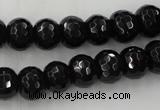 CAG5069 15.5 inches 7*11mm faceted rondelle black agate beads