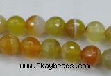 CAG5102 15.5 inches 8mm faceted round line agate beads wholesale