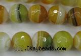 CAG5105 15.5 inches 14mm faceted round line agate beads wholesale