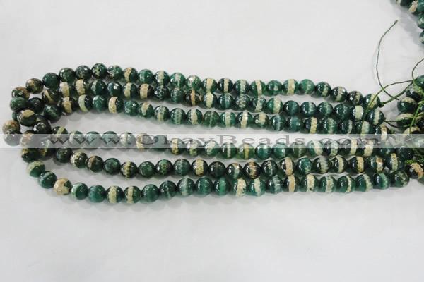 CAG5141 15 inches 8mm faceted round tibetan agate beads wholesale