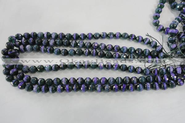 CAG5143 15 inches 8mm faceted round tibetan agate beads wholesale