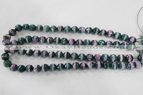 CAG5146 15 inches 10mm faceted round tibetan agate beads wholesale