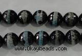 CAG5147 15 inches 10mm faceted round tibetan agate beads wholesale