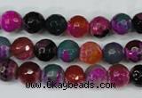 CAG5192 15 inches 8mm faceted round fire crackle agate beads