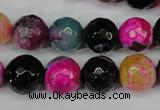 CAG5194 15 inches 12mm faceted round fire crackle agate beads