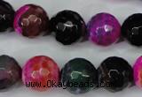 CAG5195 15 inches 14mm faceted round fire crackle agate beads