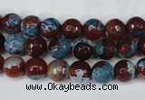 CAG5207 15 inches 8mm faceted round fire crackle agate beads