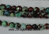 CAG5214 15 inches 6mm faceted round fire crackle agate beads