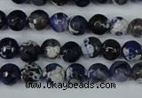 CAG5222 15 inches 8mm faceted round fire crackle agate beads