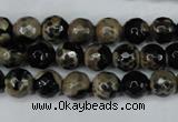 CAG5232 15 inches 10mm faceted round fire crackle agate beads