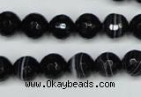 CAG5274 15.5 inches 10mm faceted round black line agate beads