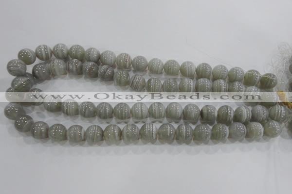 CAG5323 15.5 inches 12mm round grey line agate beads wholesale