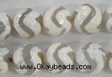 CAG5332 15.5 inches 14mm faceted round tibetan agate beads wholesale