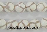 CAG5335 15.5 inches 12mm faceted round tibetan agate beads wholesale