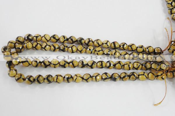 CAG5344 15.5 inches 10mm faceted round tibetan agate beads wholesale