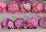 CAG5351 15.5 inches 14mm faceted round tibetan agate beads wholesale