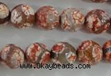 CAG5359 15.5 inches 12mm faceted round tibetan agate beads wholesale