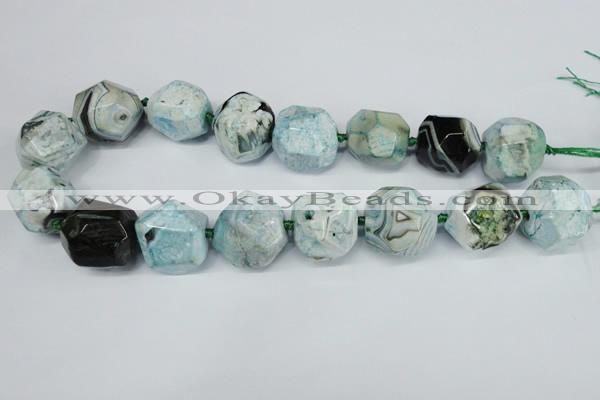 CAG5596 15 inches 25mm faceted nuggets agate gemstone beads