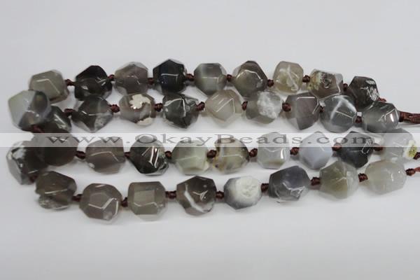 CAG5614 15 inches 18mm faceted nuggets agate gemstone beads