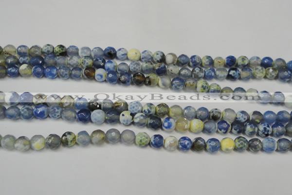 CAG5669 15 inches 6mm faceted round fire crackle agate beads