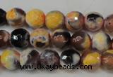 CAG5671 15 inches 6mm faceted round fire crackle agate beads