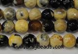 CAG5672 15 inches 6mm faceted round fire crackle agate beads