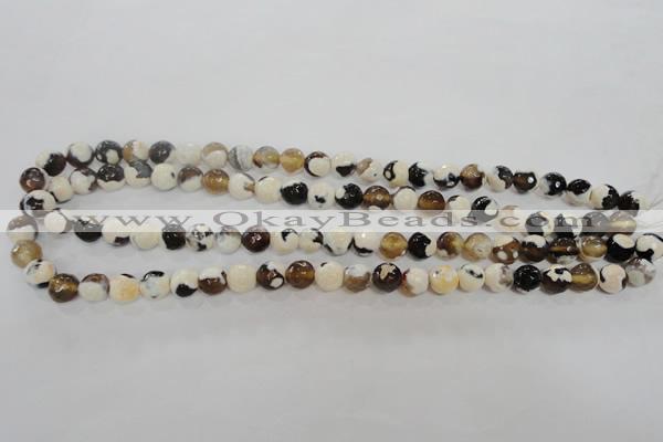 CAG5681 15 inches 8mm faceted round fire crackle agate beads