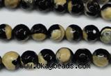 CAG5683 15 inches 8mm faceted round fire crackle agate beads