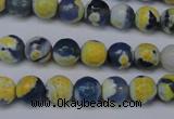 CAG5688 15 inches 8mm faceted round fire crackle agate beads