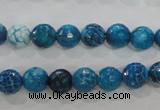 CAG5697 15 inches 8mm faceted round fire crackle agate beads