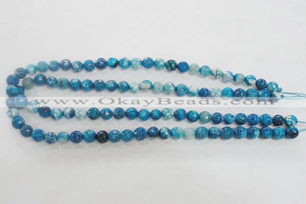 CAG5697 15 inches 8mm faceted round fire crackle agate beads