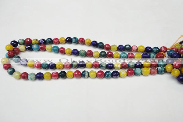 CAG5701 15 inches 8mm faceted round fire crackle agate beads