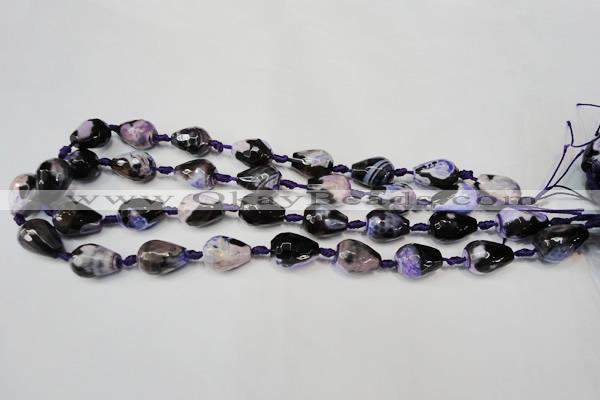 CAG5720 15 inches 12*16mm faceted teardrop fire crackle agate beads