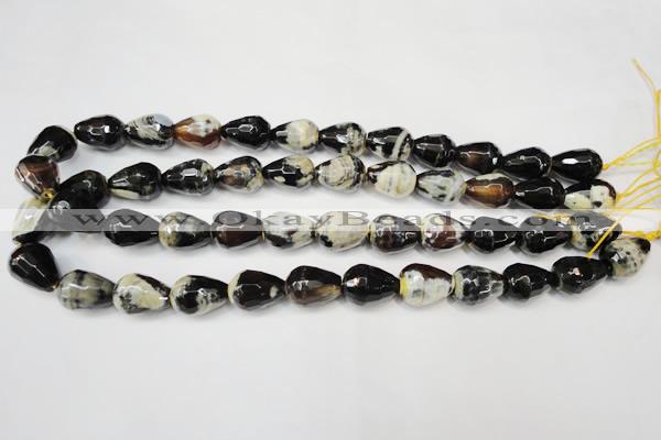 CAG5724 15 inches 12*16mm faceted teardrop fire crackle agate beads