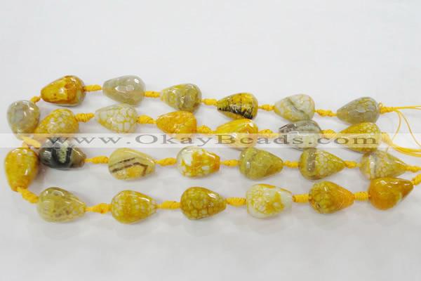 CAG5733 15 inches 15*20mm faceted teardrop fire crackle agate beads