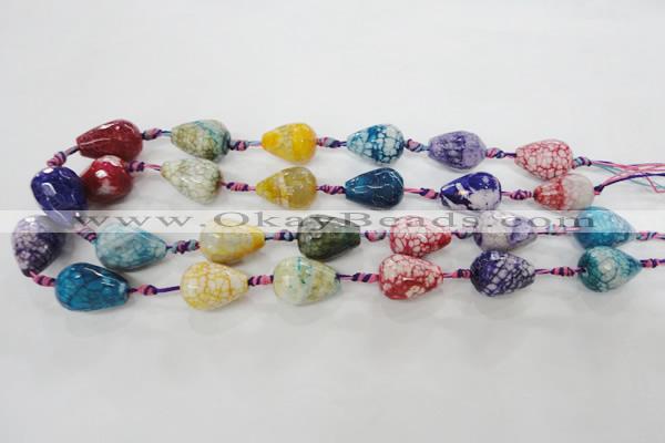 CAG5736 15 inches 15*20mm faceted teardrop fire crackle agate beads