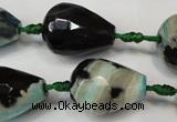 CAG5744 15 inches 15*20mm faceted teardrop fire crackle agate beads