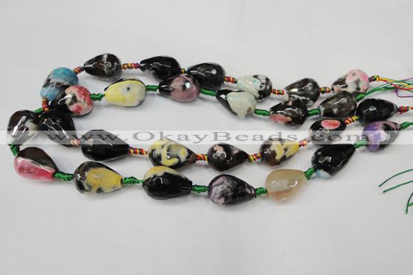 CAG5746 15 inches 15*20mm faceted teardrop fire crackle agate beads